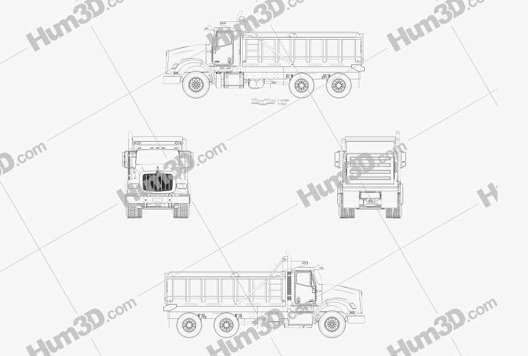 International HX615 Tipper Truck 2020 Blueprint