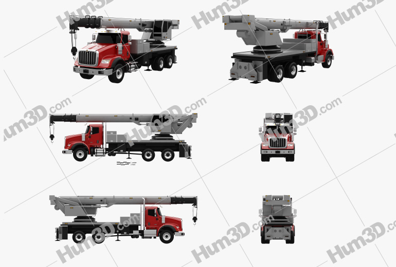 International HX620 Crane Truck 2019 Blueprint Template