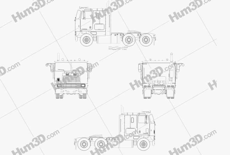 International 9600 Camión Tractor 1994 Blueprint