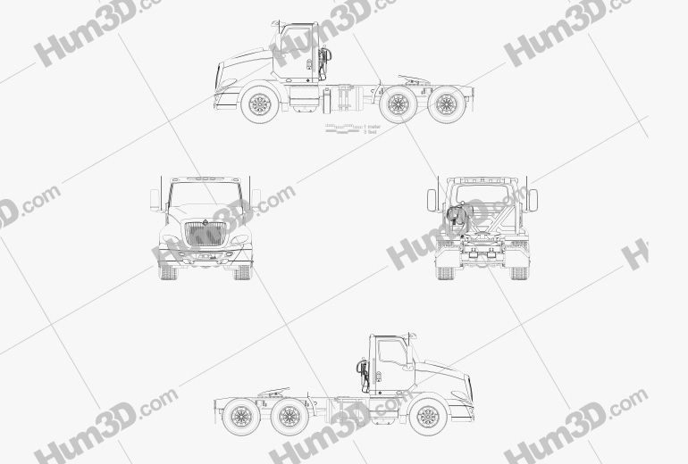 International RH Day Cab Tractor Truck 2022 Blueprint