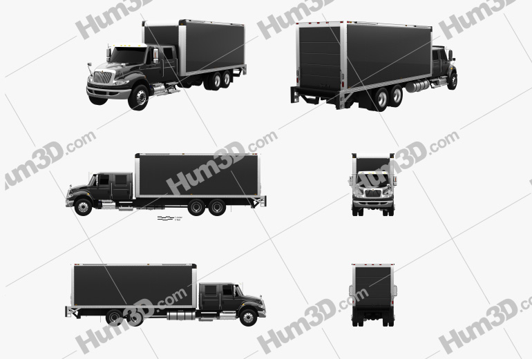 International Durastar Crew Cab Box Truck 2022 Blueprint Template