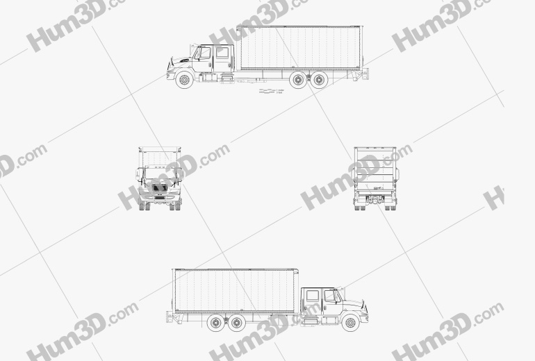 International Durastar Crew Cab Box Truck 2022 Blueprint