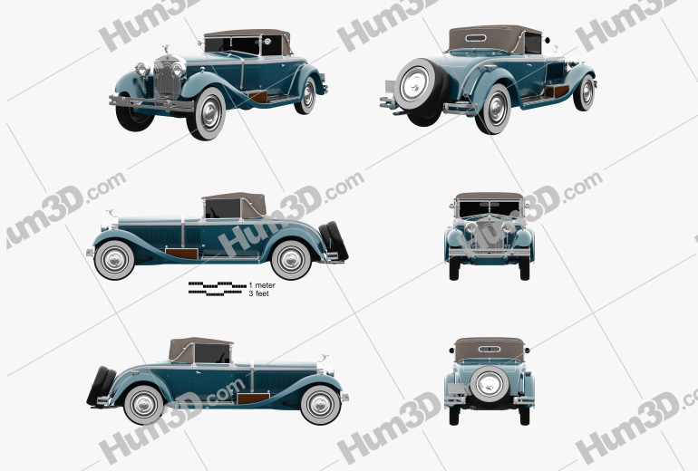 Isotta Fraschini Tipo 8A cabriolet 1924 Blueprint Template