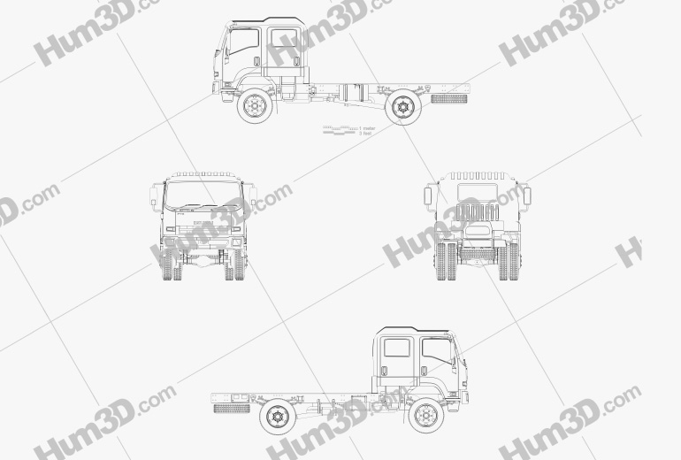 Isuzu FTS 800 Crew Cab Fahrgestell LKW 2017 Blueprint