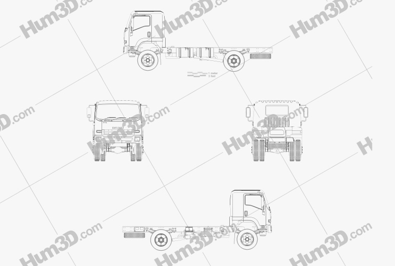 Isuzu FTS 800 Single Cab Chassis Truck 2017 Blueprint
