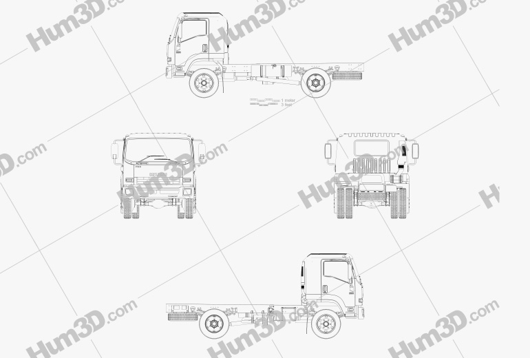 Isuzu FSS 550 Cabine Simple Camion Châssis 2017 Blueprint