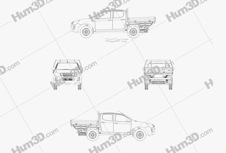 Isuzu D-Max Двойная кабина Alloy Tray SX 2020 Чертеж