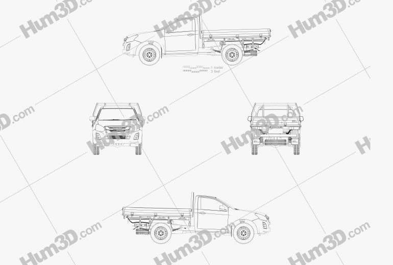 Isuzu D-Max Single Cab Alloy Tray SX 2020 Blueprint