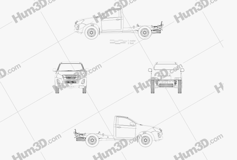 Isuzu D-Max Cabina Simple Chassis SX 2020 Blueprint