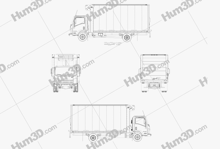 Isuzu NRR Refrigerator Truck 2017 Blueprint
