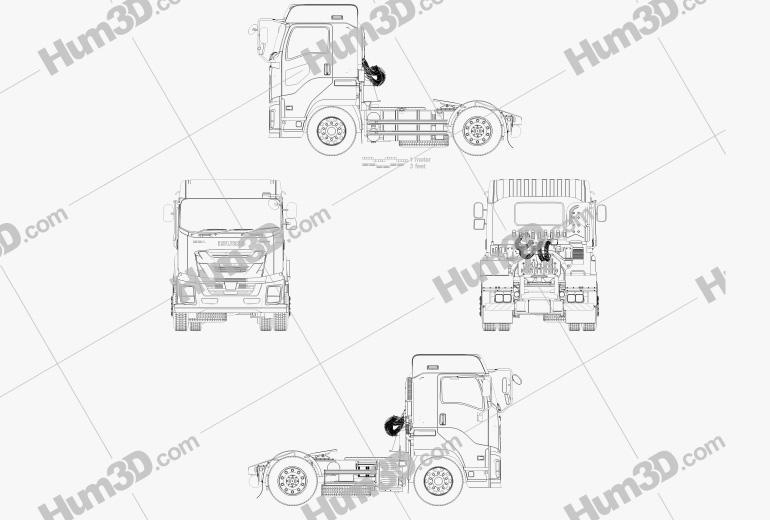 Isuzu Giga Camion Trattore 2 assi 2015 Disegno Tecnico