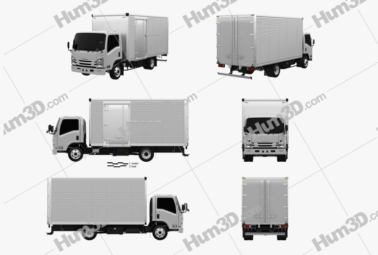 Isuzu Elf Box Truck 2021 Blueprint Template