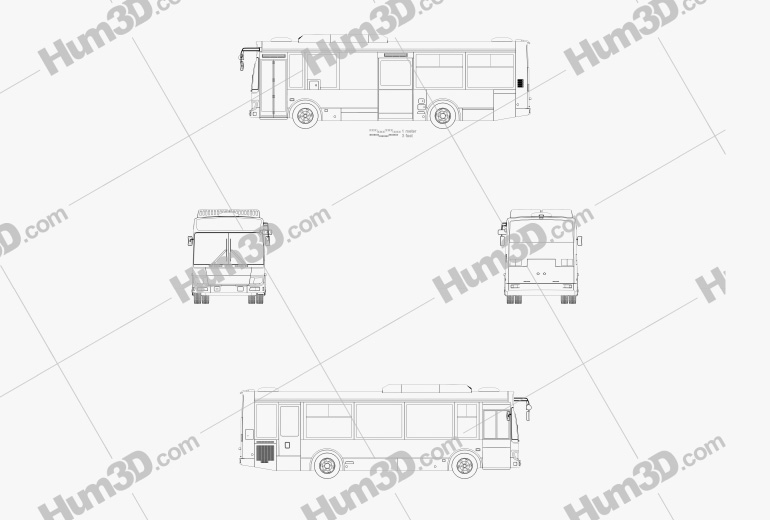 Isuzu Erga Mio L1 Autobus 2019 Blueprint