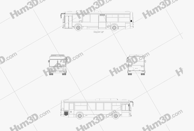 Isuzu Erga Mio L2 Ônibus 2019 Blueprint