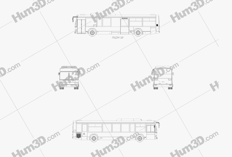 Isuzu Erga Mio L3 Autobús 2019 Blueprint