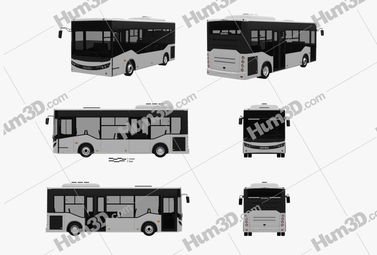 Isuzu Novociti Life bus 2018 Blueprint Template