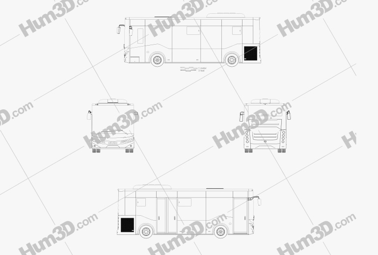 Isuzu Novociti Life Autobus 2018 Blueprint