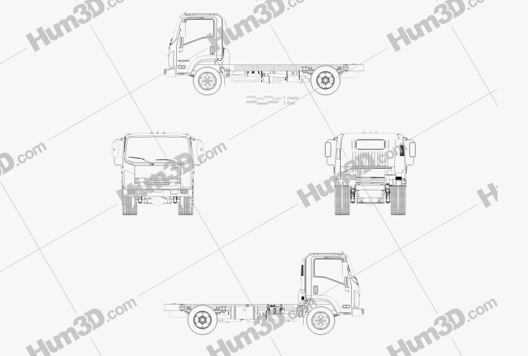 Isuzu NRR Single Cab Chassis Truck 2022 Blueprint