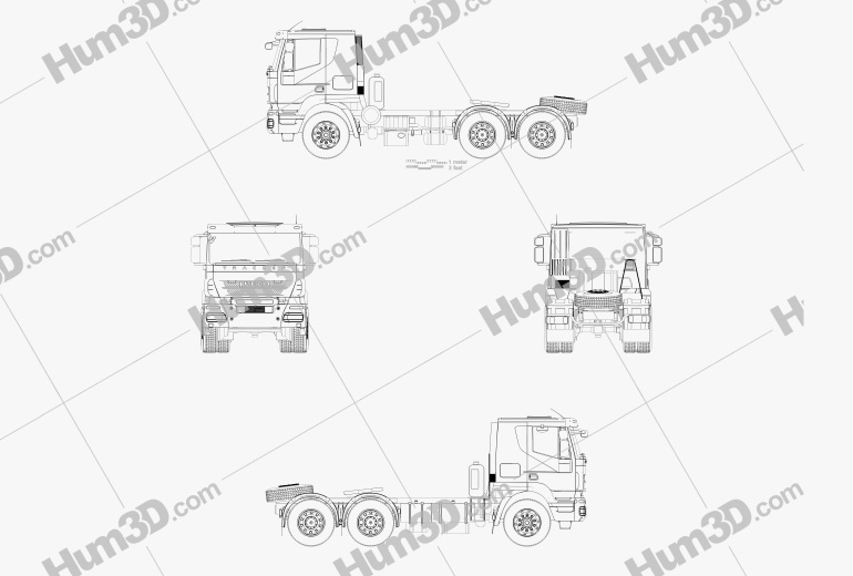Iveco Trakker Camion Tracteur 3 essieux 2013 Plan