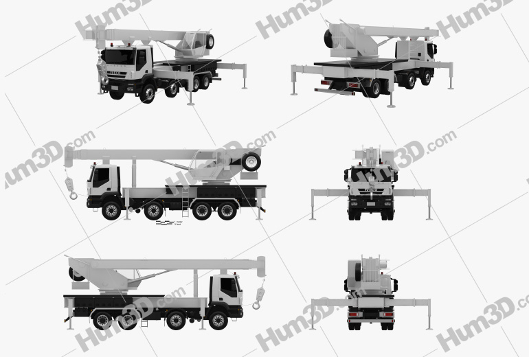 Iveco Trakker Crane Truck 2012 Blueprint Template