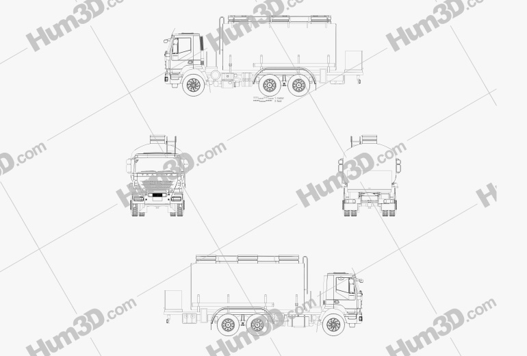 Iveco Trakker Fuel Tank Truck 2012 Blueprint