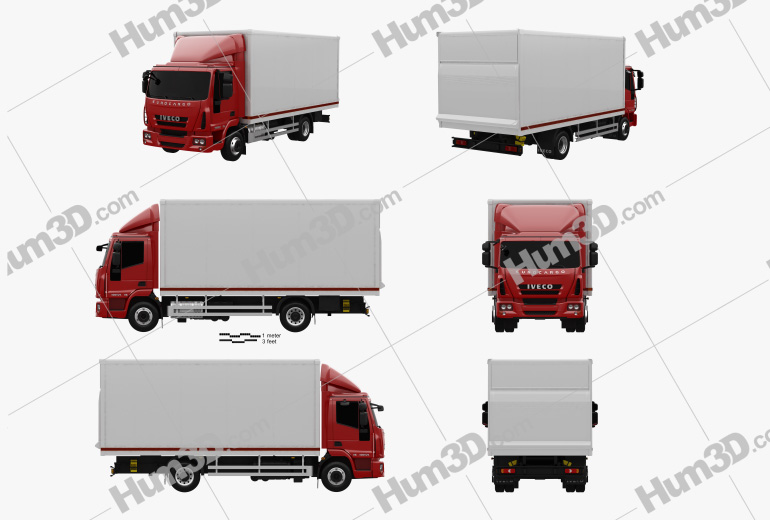 Iveco EuroCargo Box Truck 2013 Blueprint Template