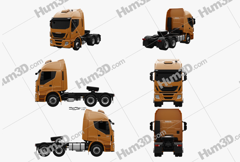 Iveco Stralis Tractor Truck 2012 Blueprint Template