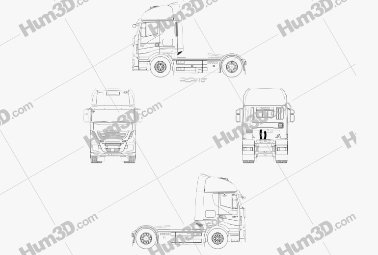 Iveco Stralis (500) Camion Trattore 2012 Disegno Tecnico
