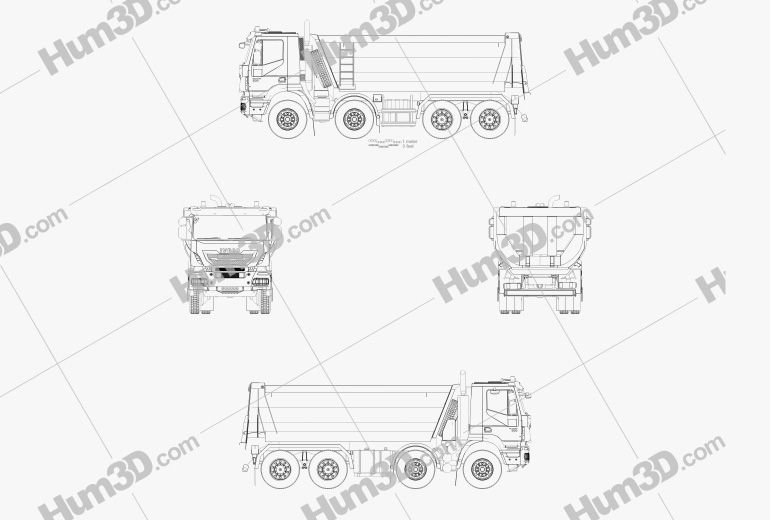 Iveco Trakker Tipper Truck 2013 Blueprint