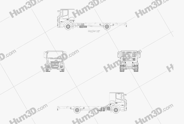 Iveco EuroCargo Chassis Truck (140E-E25) 2013 Blueprint