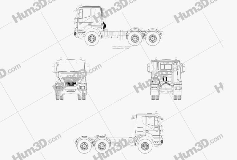 Iveco Trakker トラクター・トラック 3アクスル 2013 設計図