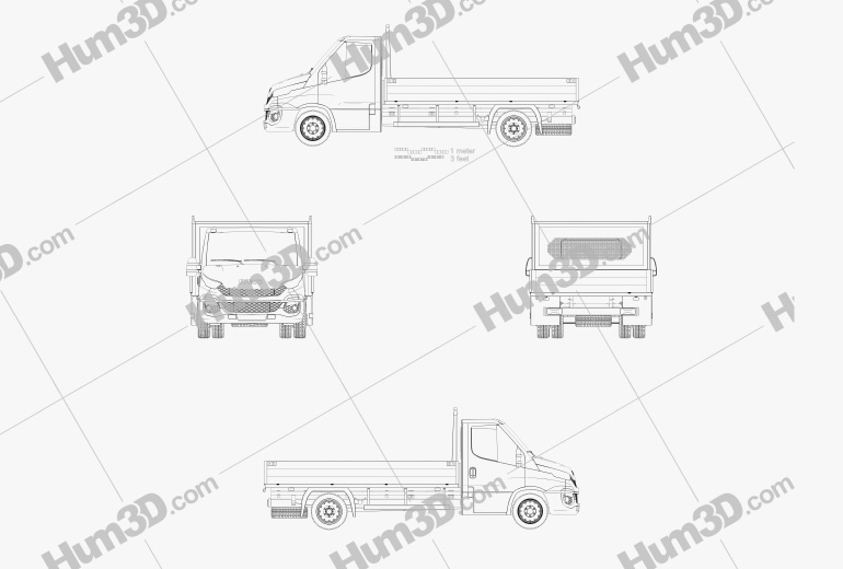 Iveco Daily Dropside 2014 Blueprint