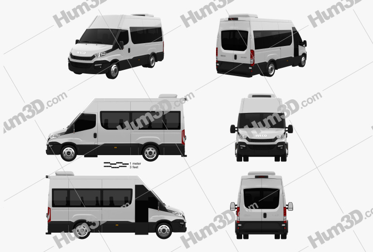 Iveco Daily Minibus 2014 Blueprint Template