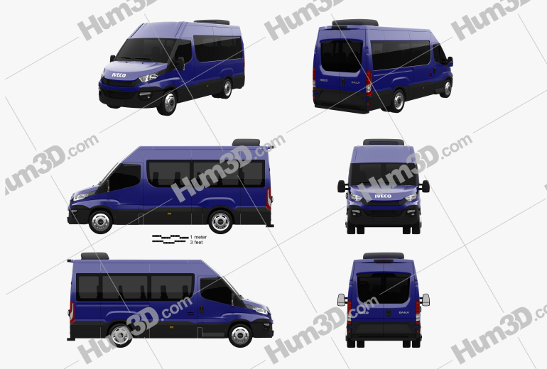 Iveco Daily Passenger Van 2014 Blueprint Template