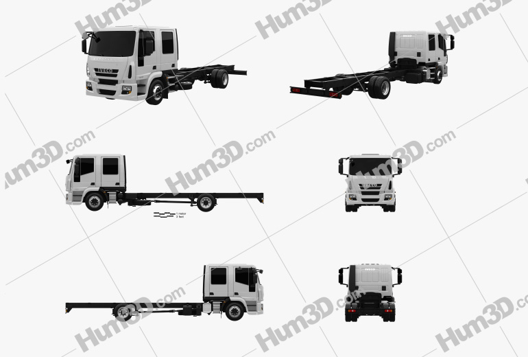 Iveco EuroCargo Double Cab Chassis Truck 2008 Blueprint Template