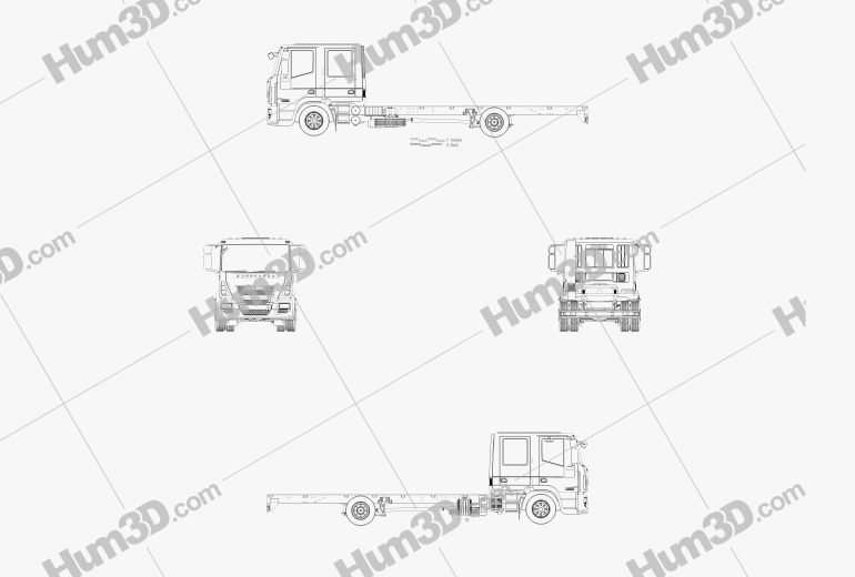 Iveco EuroCargo Double Cab Chassis Truck 2008 Blueprint