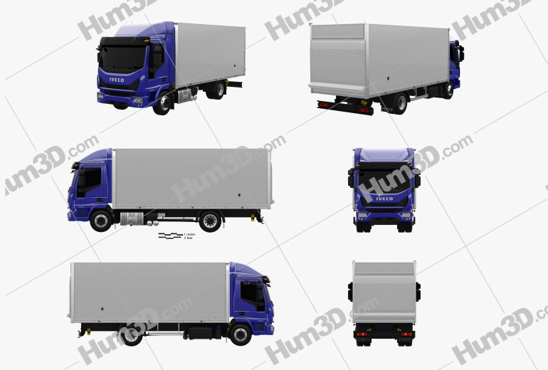 Iveco EuroCargo 75-210 Box Truck 2015 Blueprint Template