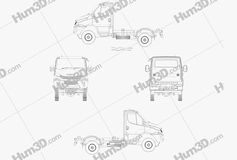 Iveco Daily 4x4 Cabine Única Chassis 2017 Blueprint
