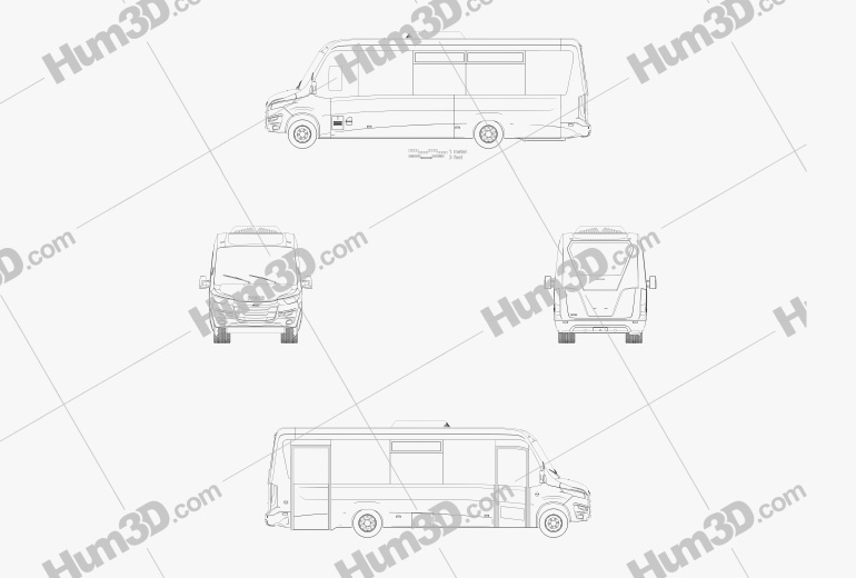 Iveco Daily VSN-700 Autobus 2018 Blueprint
