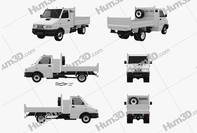 Iveco Daily Single Cab Tipper 1996 Blueprint Template