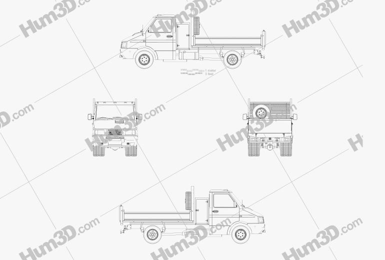 Iveco Daily Cabina Singola Tipper 1996 Blueprint