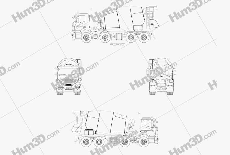 Iveco Stralis X-WAY Mixer Truck 2017 Blueprint