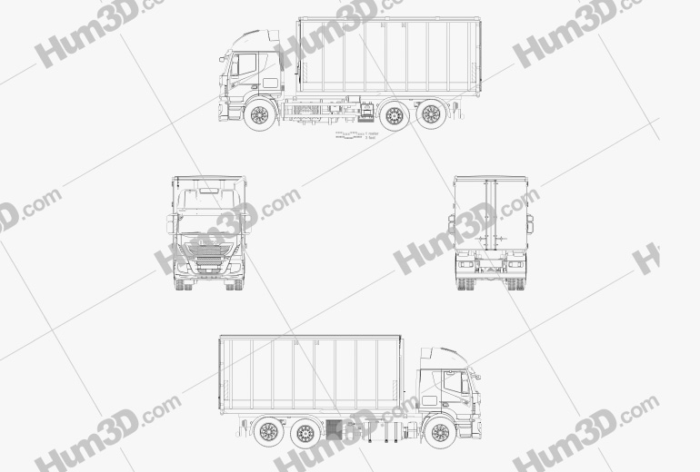Iveco Stralis X-WAY Hook Lifter Truck 2017 Blueprint