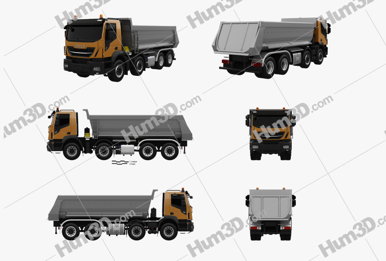 Iveco Stralis X-WAY Tipper Truck 2017 Blueprint Template