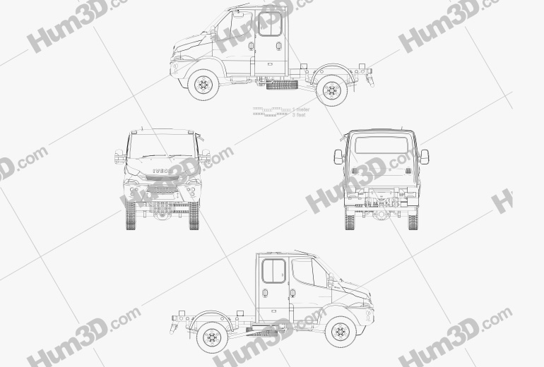 Iveco Daily 4x4 Dual Cab Chassis 2017 蓝图