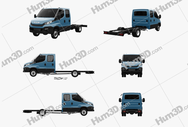 Iveco Daily Dual Cab Chassis 2017 Blueprint Template