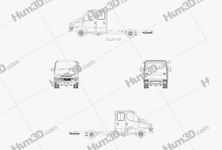Iveco Daily Dual Cab Chassis 2017 Blueprint