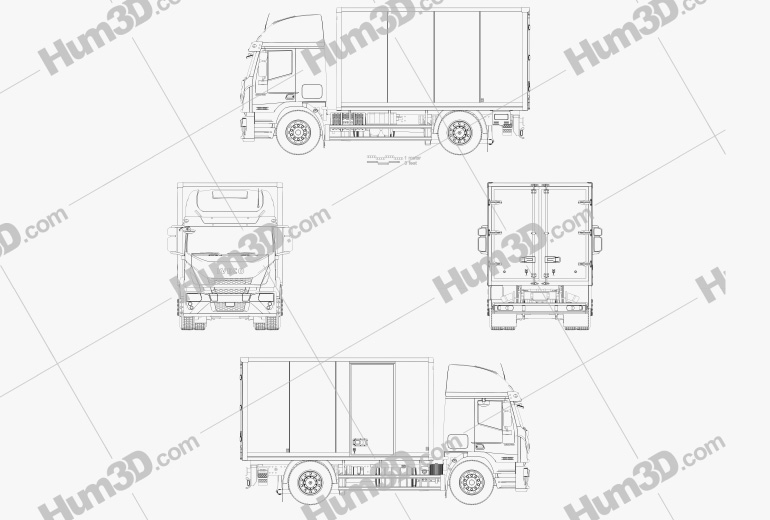 Iveco EuroCargo Box Truck 2019 Blueprint