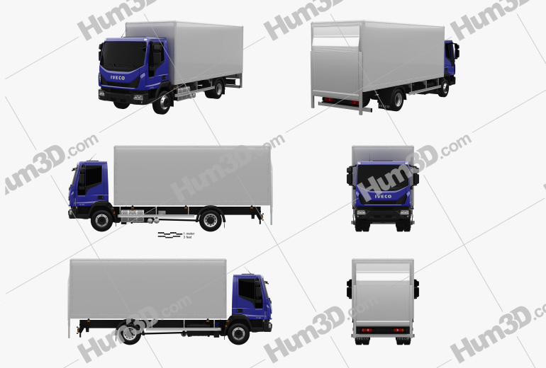 Iveco EuroCargo Box Truck 2015 Blueprint Template