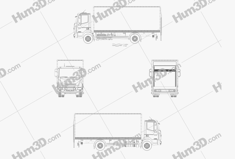 Iveco EuroCargo Box Truck 2015 Blueprint